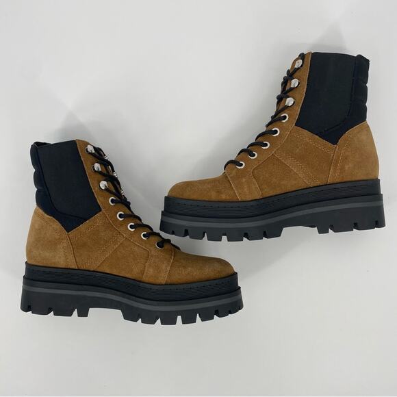 MARC FISHER NWOB Sashia Platform Combat Lace Up Boots Brown Suede Size 9 - Picture 5 of 9